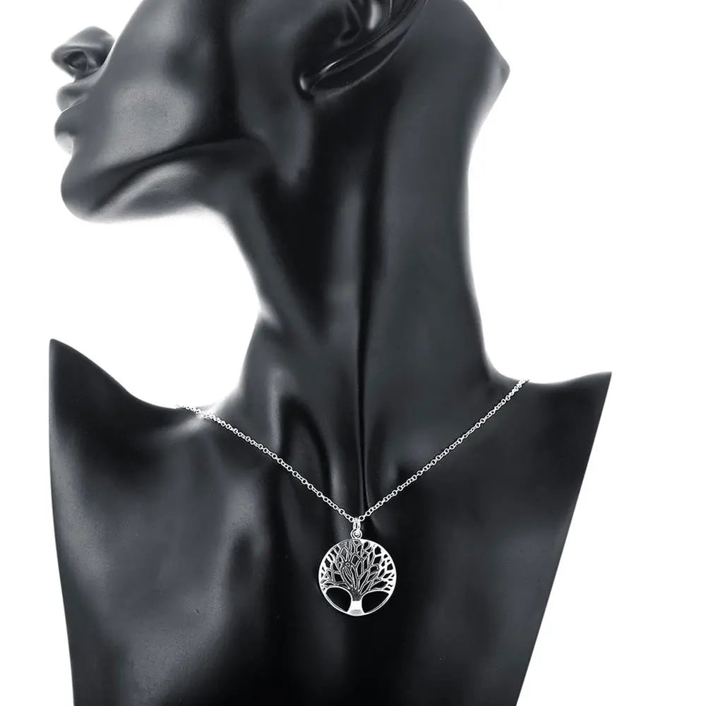 Silver Fine Retro Tree Pendant Set