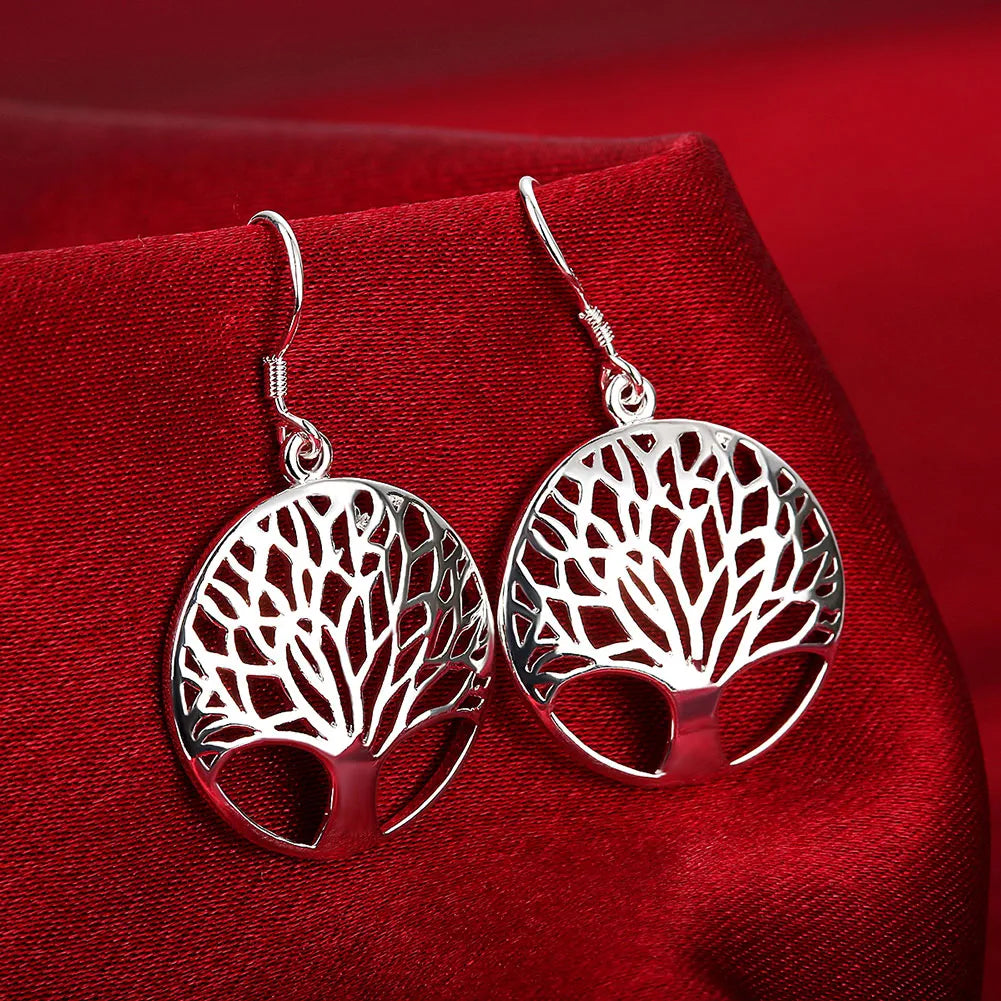 Silver Fine Retro Tree Pendant Set