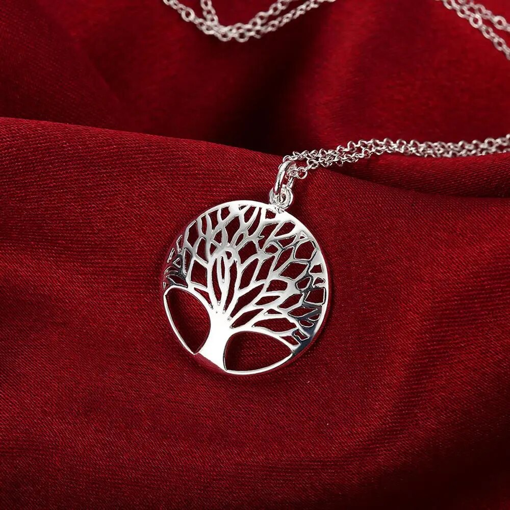 Silver Fine Retro Tree Pendant Set