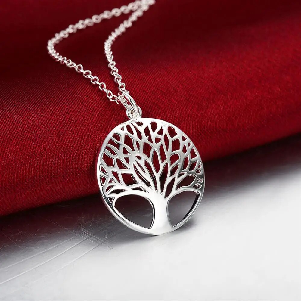 Silver Fine Retro Tree Pendant Set