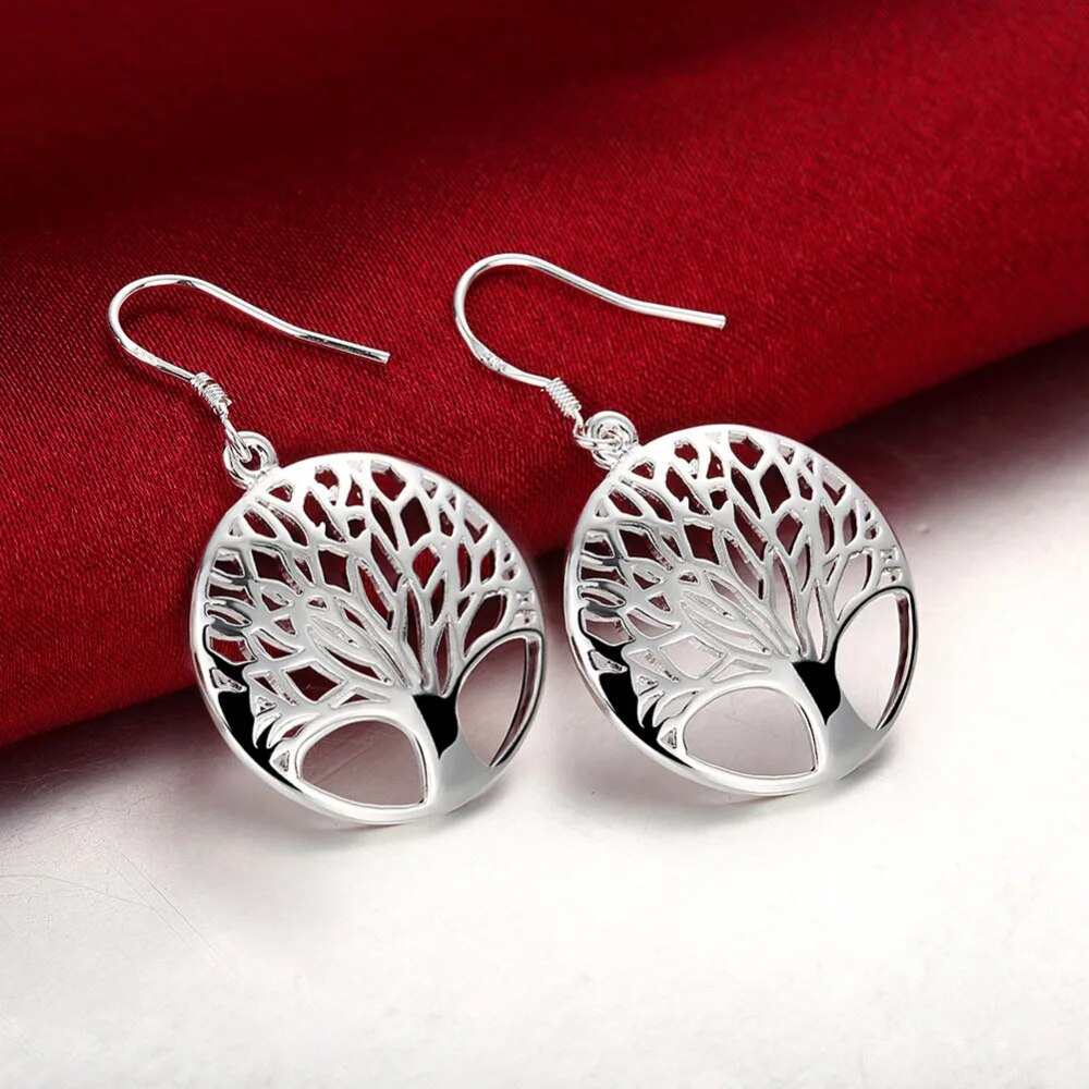 Silver Fine Retro Tree Pendant Set