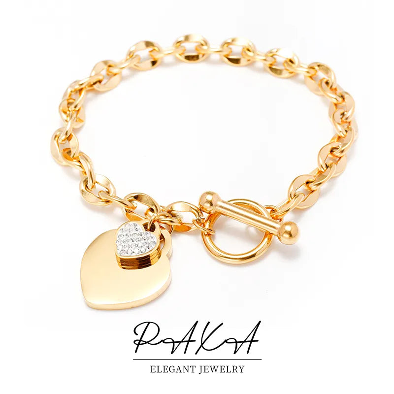 Elegant Heart Stainless Steel Bracelet