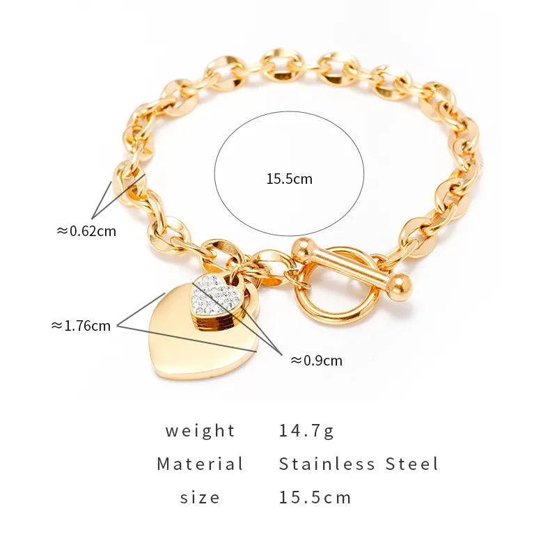 Elegant Heart Stainless Steel Bracelet