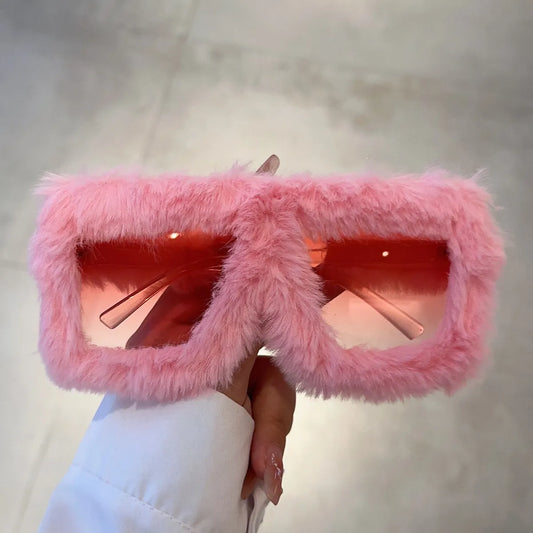 Oversized Square Furry Sunglasses