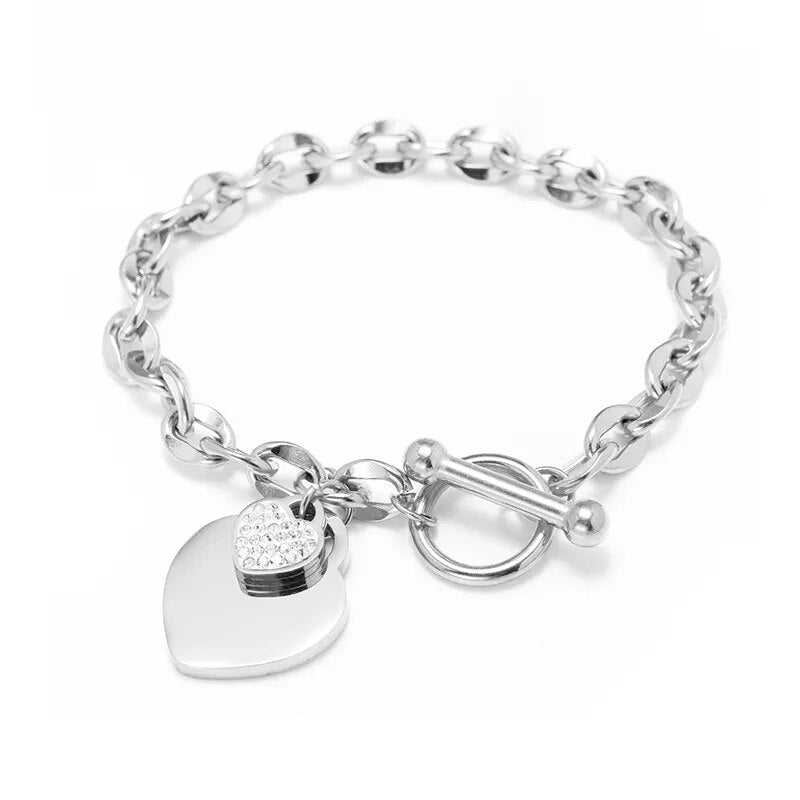 Elegant Heart Stainless Steel Bracelet