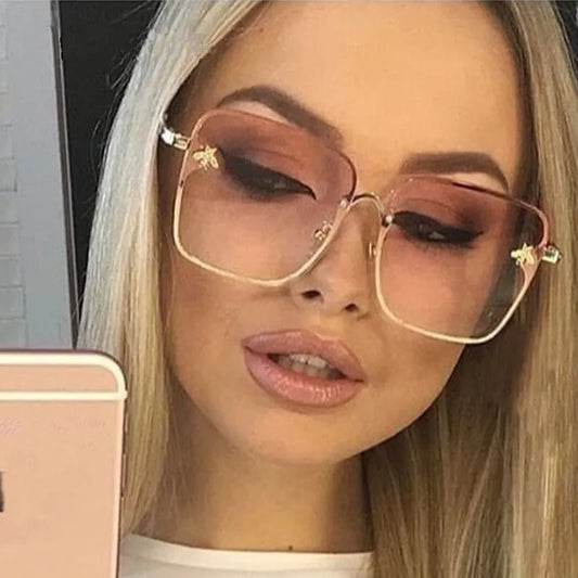 Oversize Rimless Square Sunglasses